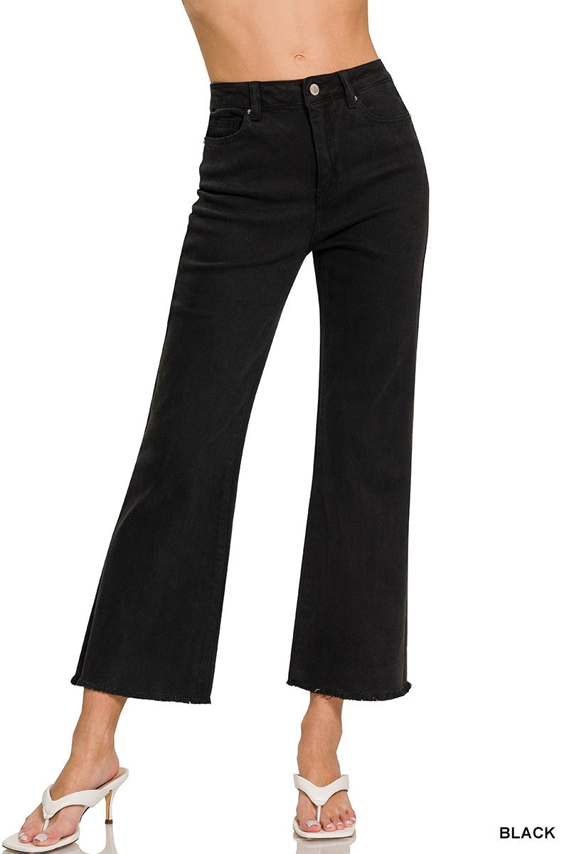Black Frayed Hem Pants