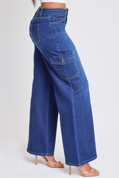 Indigo Wide Leg Cargo Jeans