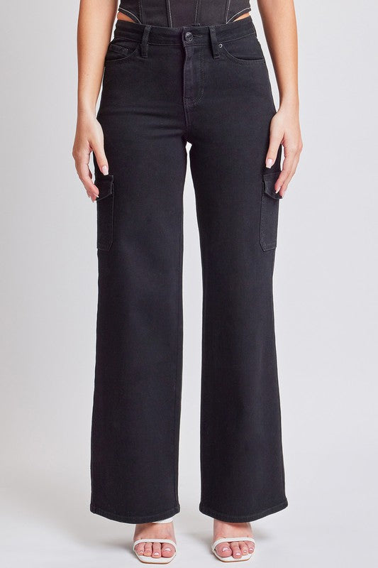 Black Wide Leg Cargo Jeans