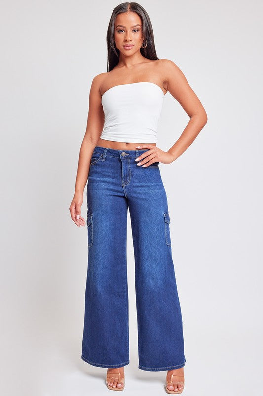 Indigo Wide Leg Cargo Jeans