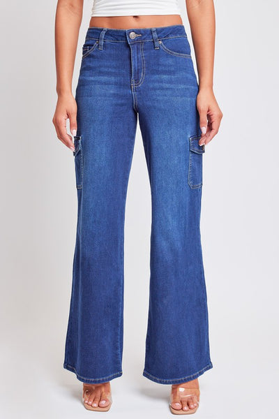 Indigo Wide Leg Cargo Jeans