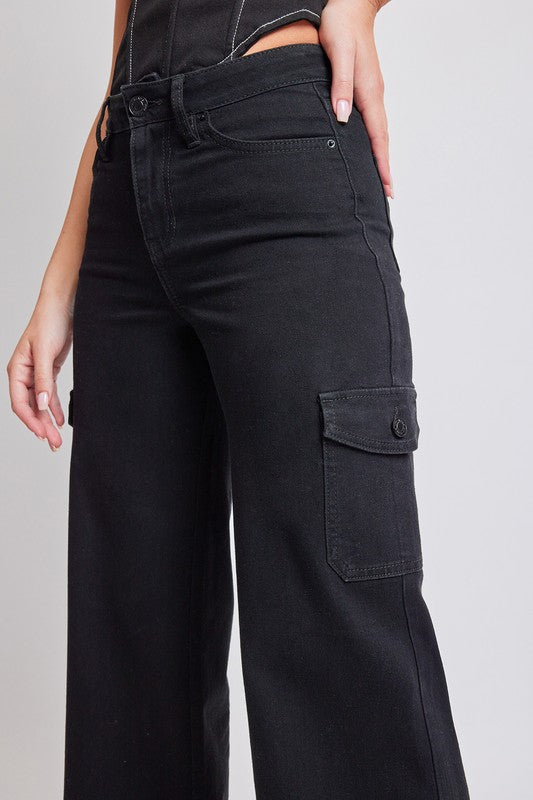 Black Wide Leg Cargo Jeans