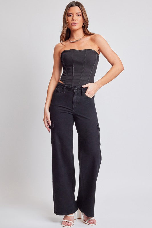 Black Wide Leg Cargo Jeans