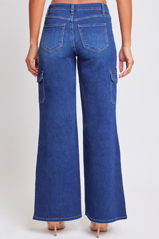 Indigo Wide Leg Cargo Jeans