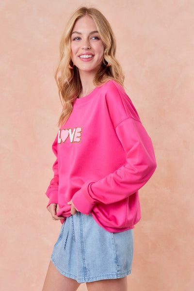 Love Chenille Patched Sweatshirt