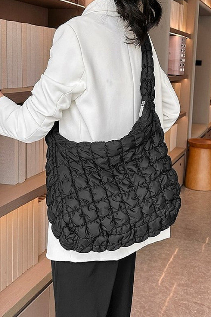 Black Puff Quilted Crossbody Bag