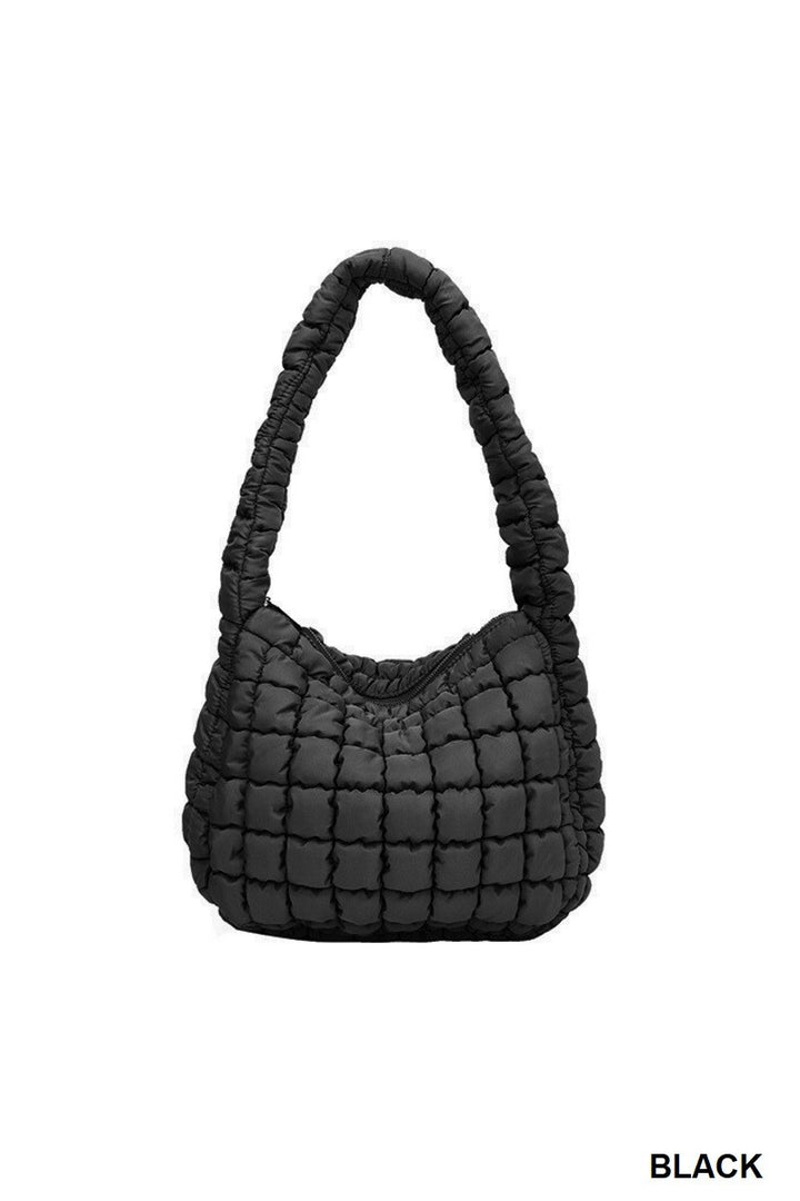 Black Puff Quilted Crossbody Bag