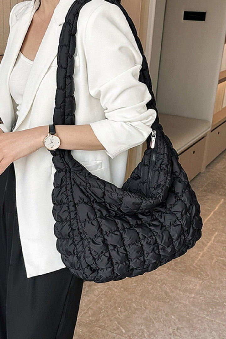 Black Puff Quilted Crossbody Bag