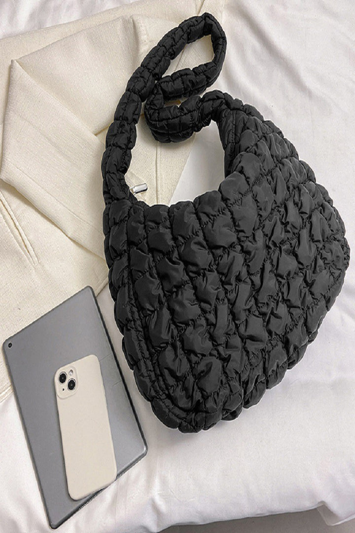 Black Puff Quilted Crossbody Bag