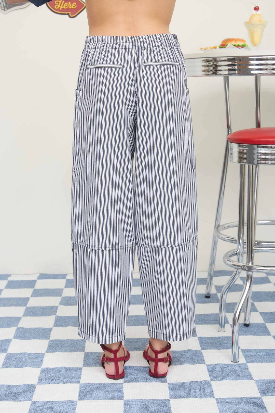 Navy Stripe Wide Leg Pants