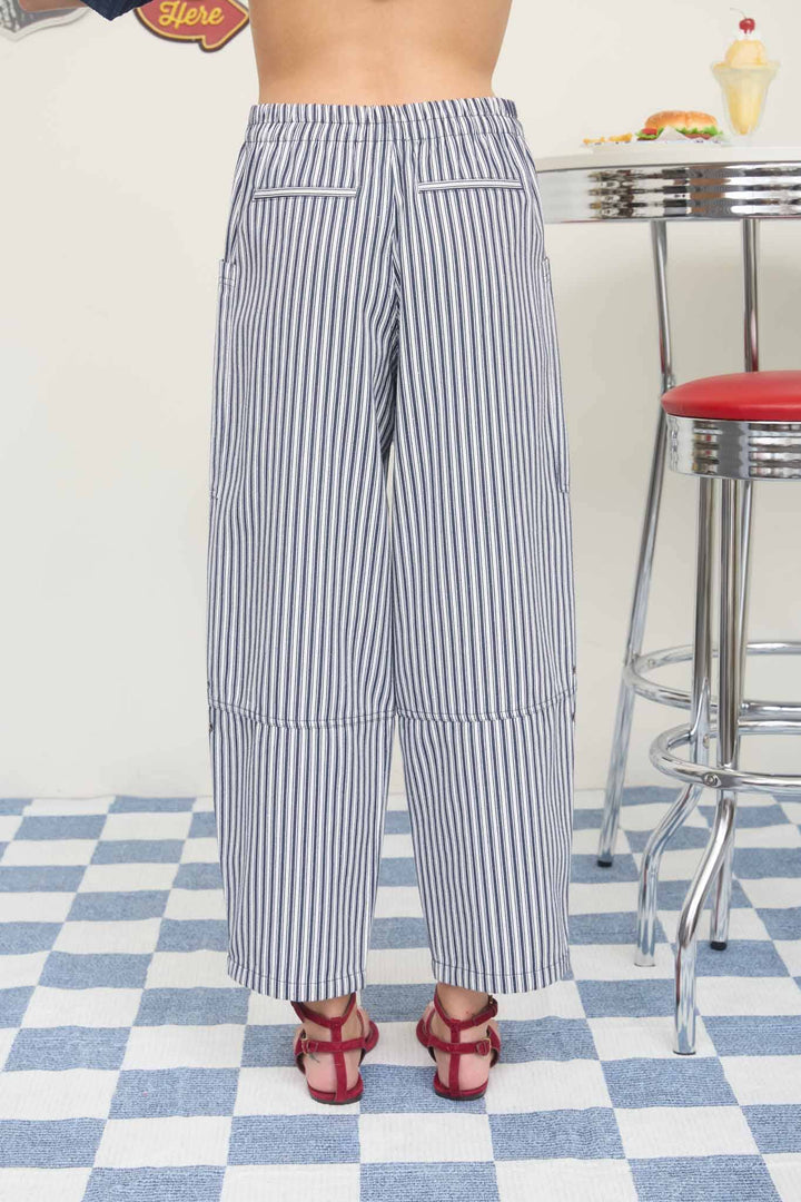 Navy Stripe Wide Leg Pants