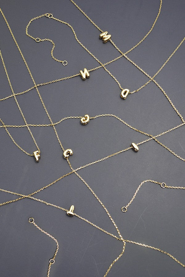 Gold Bubble Inital Necklace