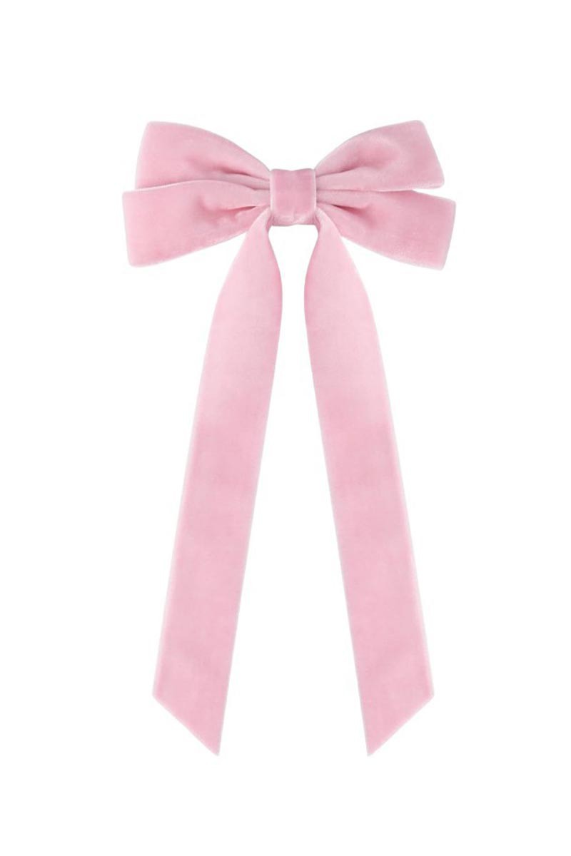 Pink Velvet Ribbon Hair Clips