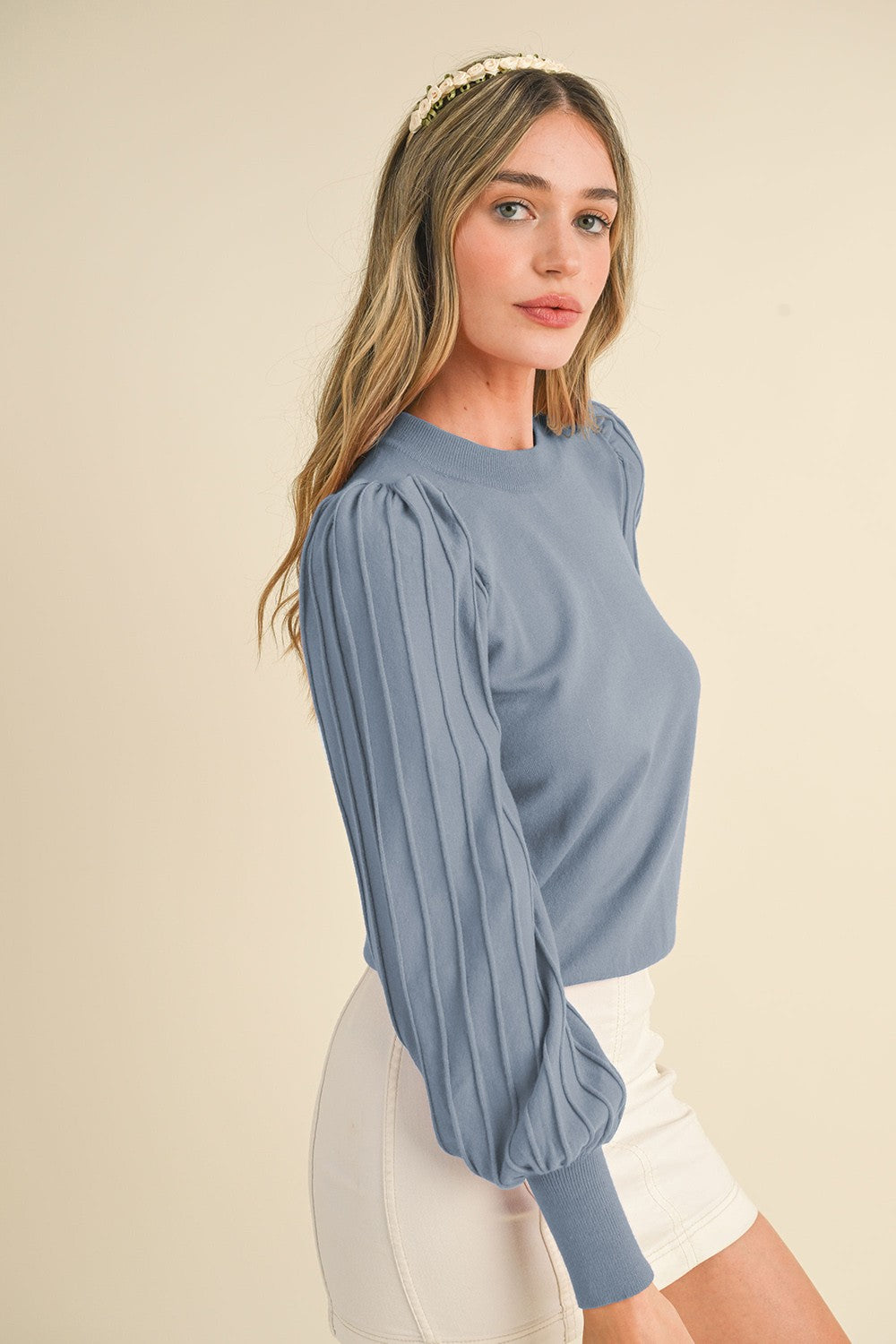 Marble Blue Classic Texture Pullover