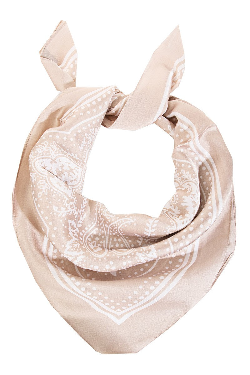 Ivory Paisley Print Bandana Scarf