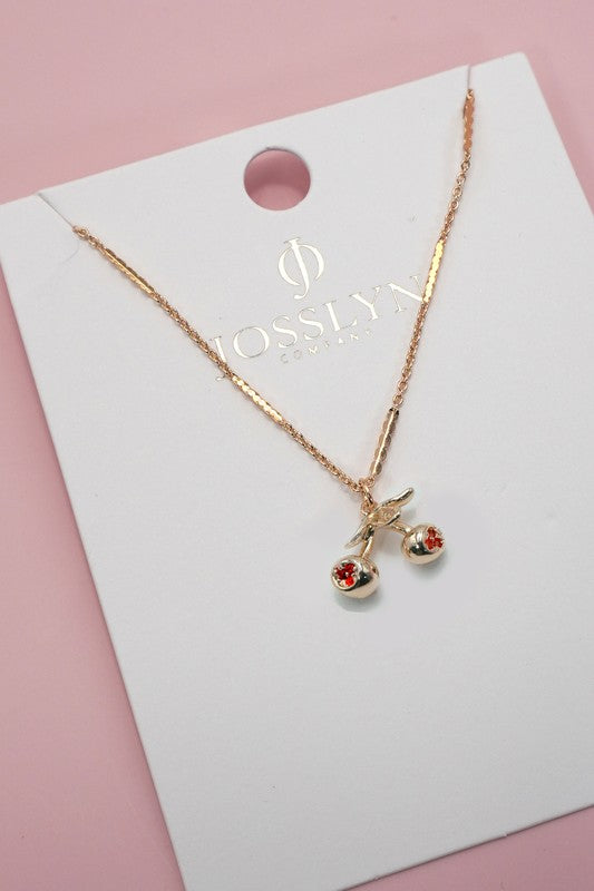 Gold Cherry Charm Necklace
