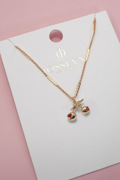 Gold Cherry Charm Necklace