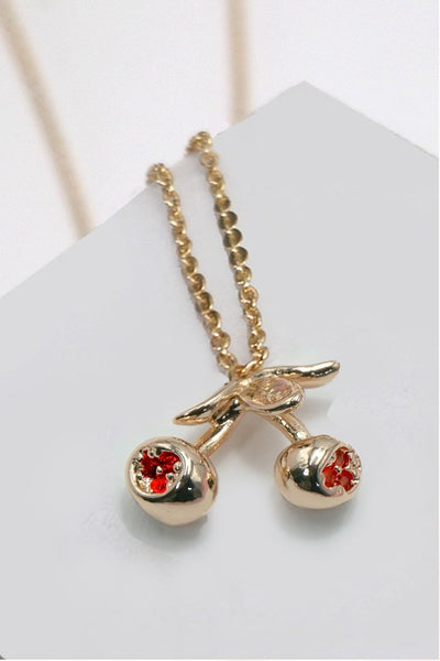 Gold Cherry Charm Necklace
