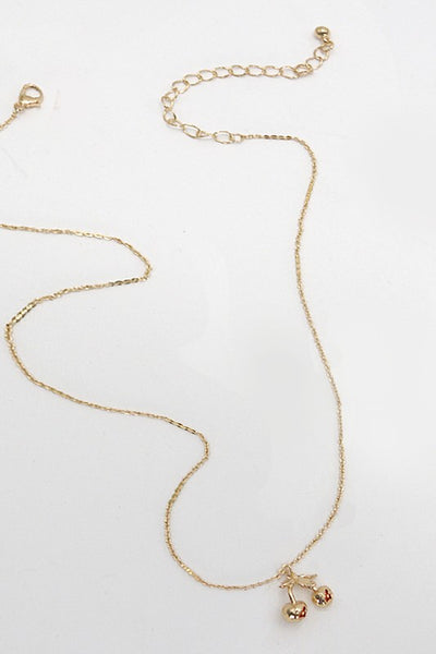 Gold Cherry Charm Necklace