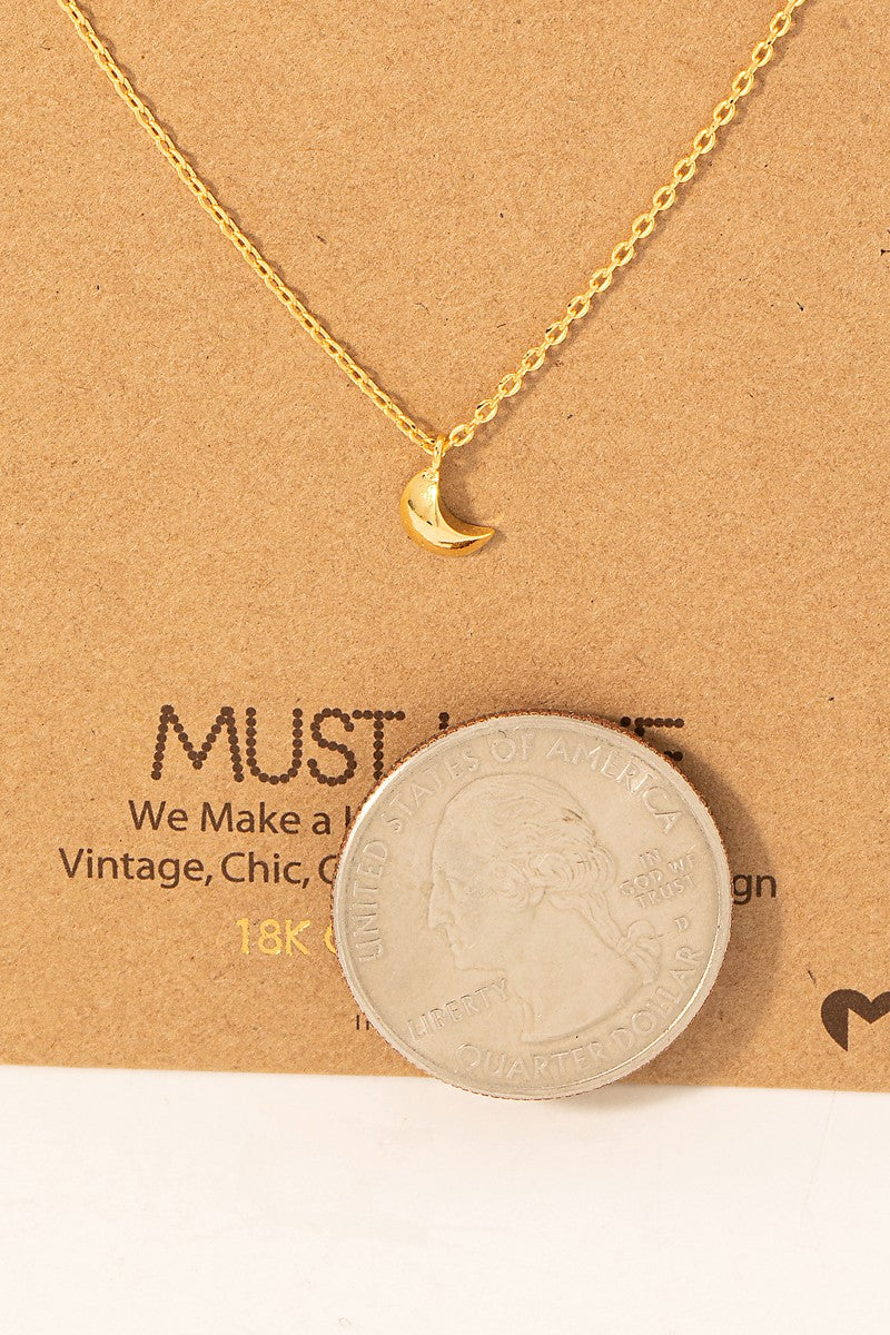 Gold Dainty Moon Pendant Necklace