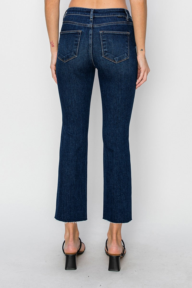 Risen Mid Rise Raw Edge Straight Jeans: 0-3XL