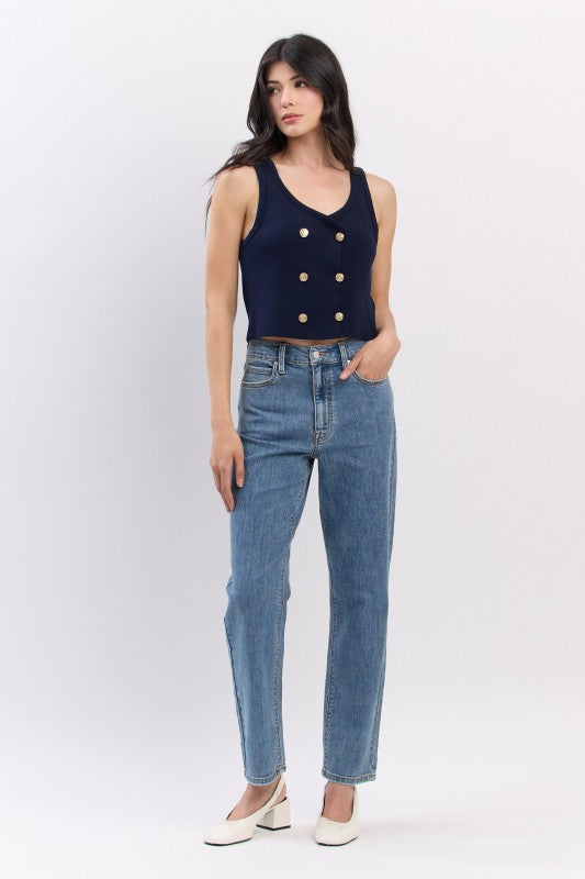 Eunina Olsen Light Super High Rise Straight Leg Jeans