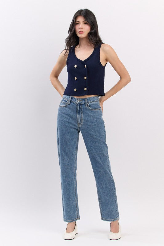 Eunina Olsen Light Super High Rise Straight Leg Jeans