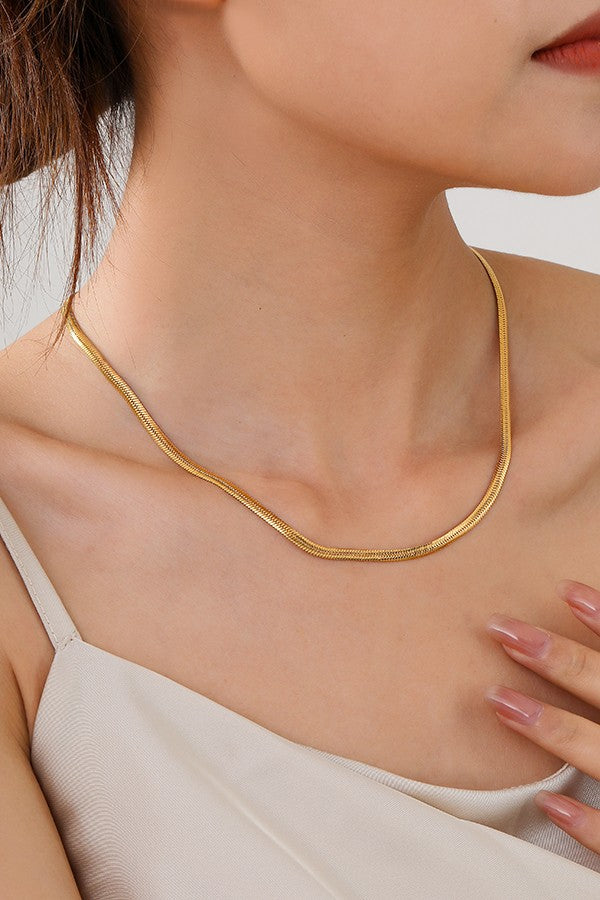 Gold Herringbone Chain Necklace