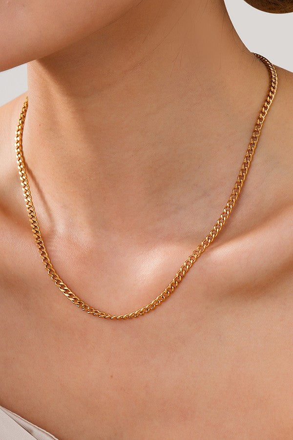 Gold Curb Chain Necklace