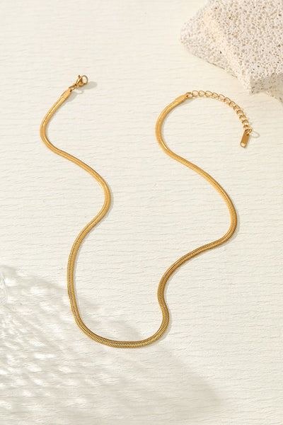 Gold Herringbone Chain Necklace