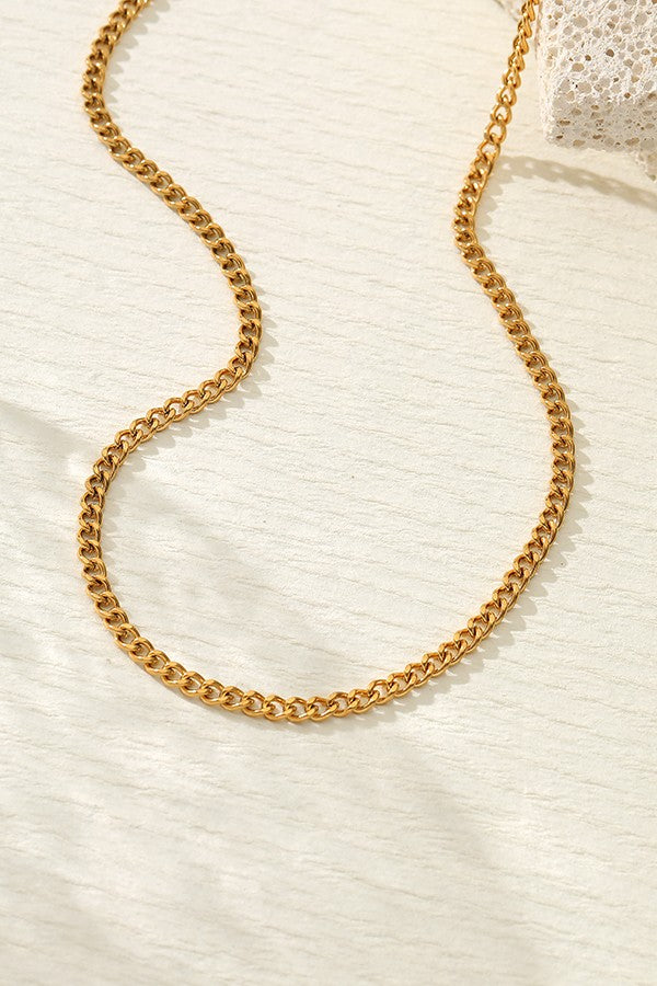 Gold Curb Chain Necklace