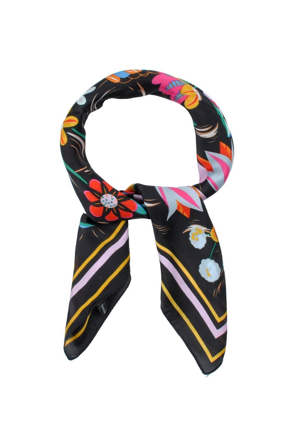 Black Flower Print Bandana Scarf