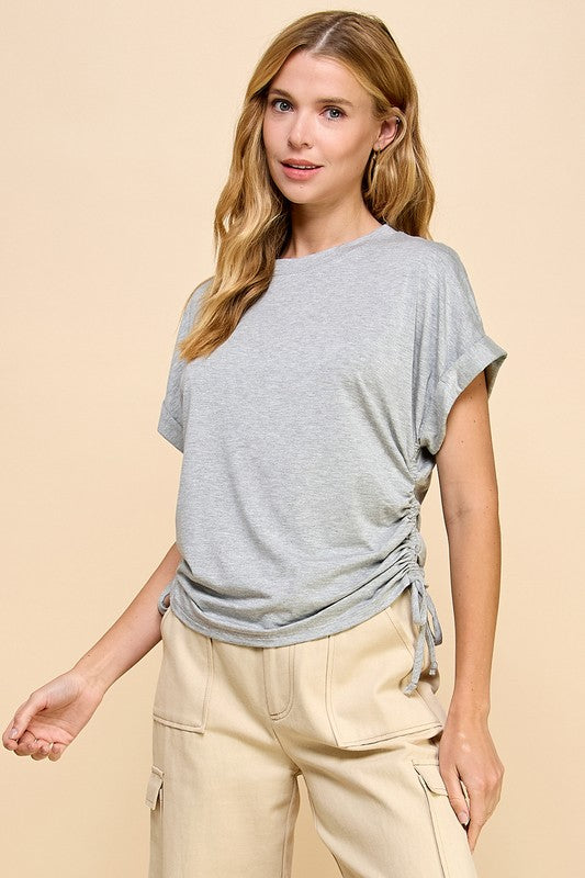 Heather Grey Ruched Side Tee
