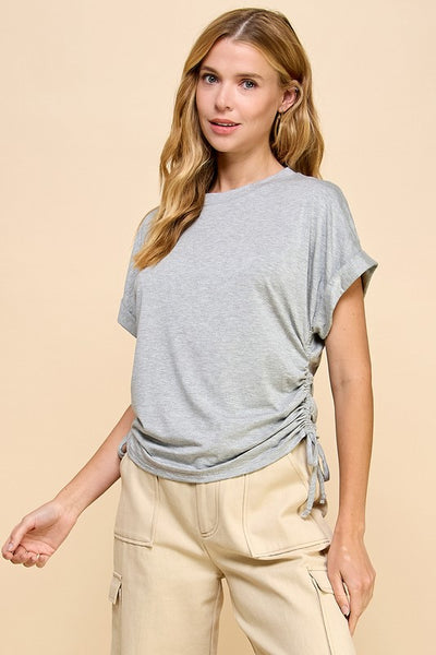 Heather Grey Ruched Side Tee