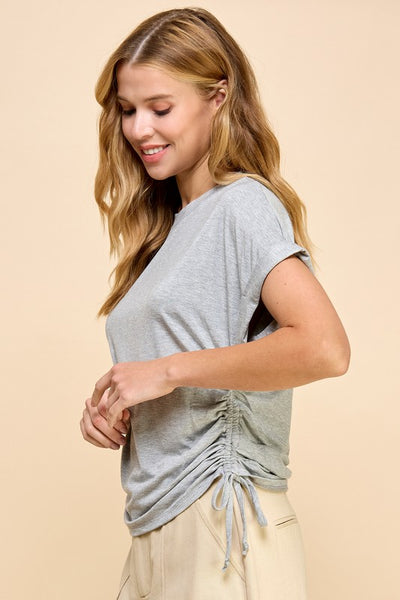 Heather Grey Ruched Side Tee