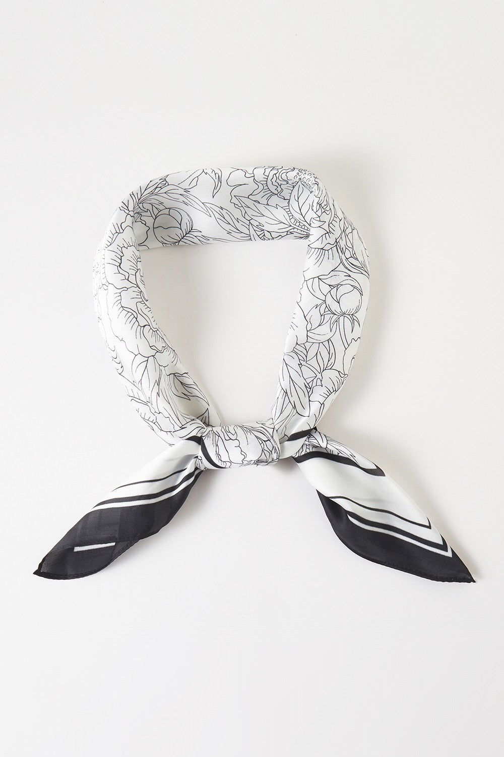 White Rose Print Bandana Scarf