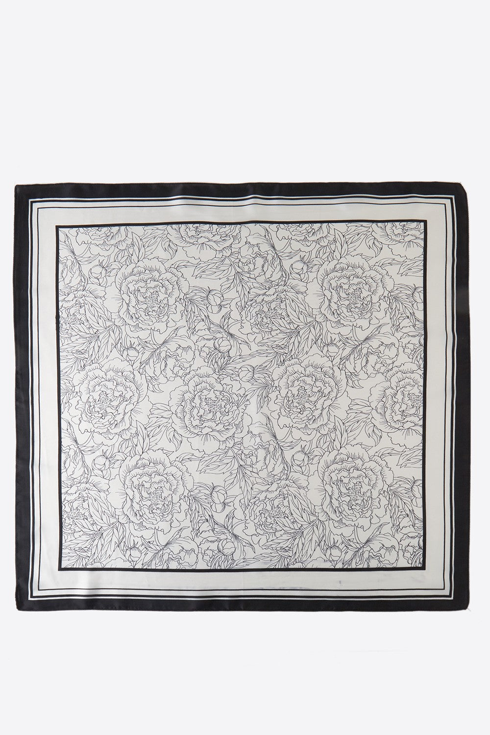 White Rose Print Bandana Scarf