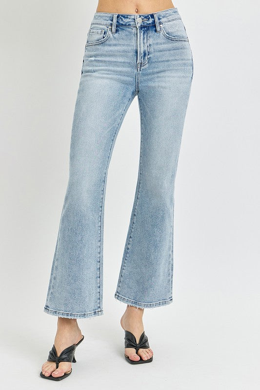 Risen High Rise Ankle Flare Jeans