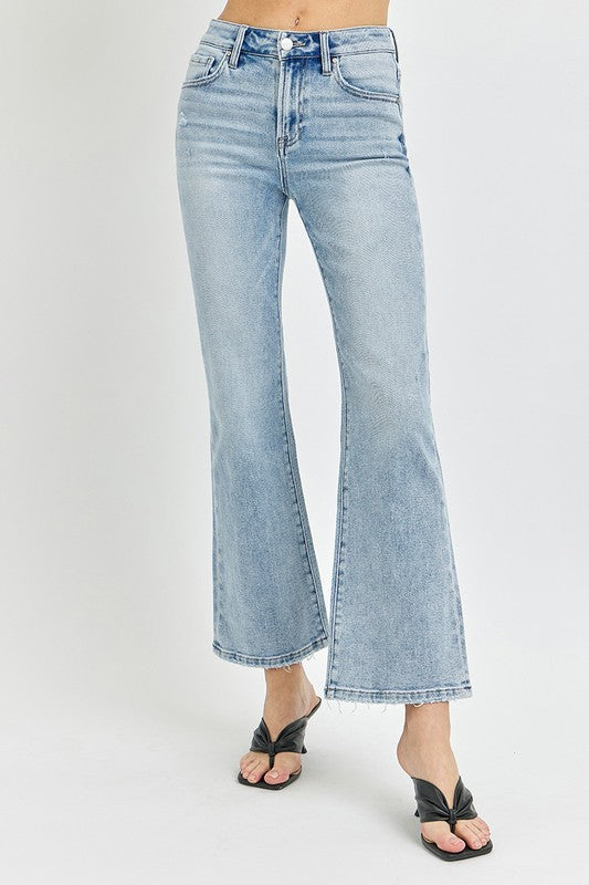 Risen High Rise Ankle Flare Jeans