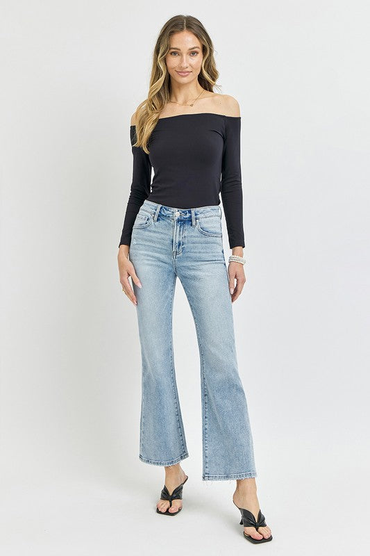 Risen High Rise Ankle Flare Jeans