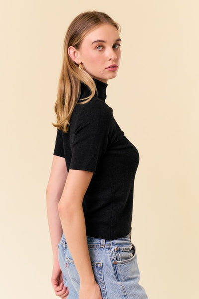 Black Mock Neck Sweater Top