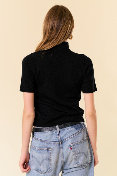 Black Mock Neck Sweater Top