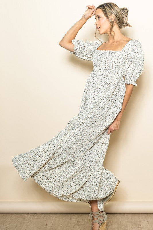 Alison Cream Floral Maxi Dress