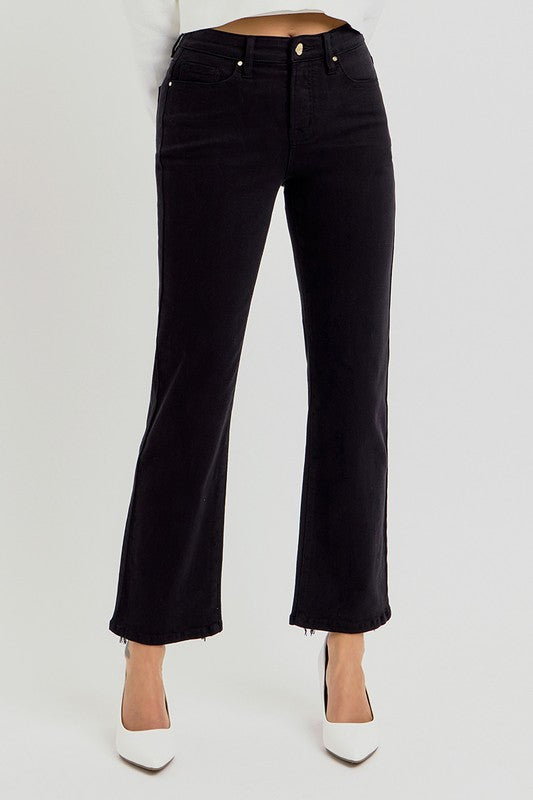 Risen Black High Rise Crop Straight Pants