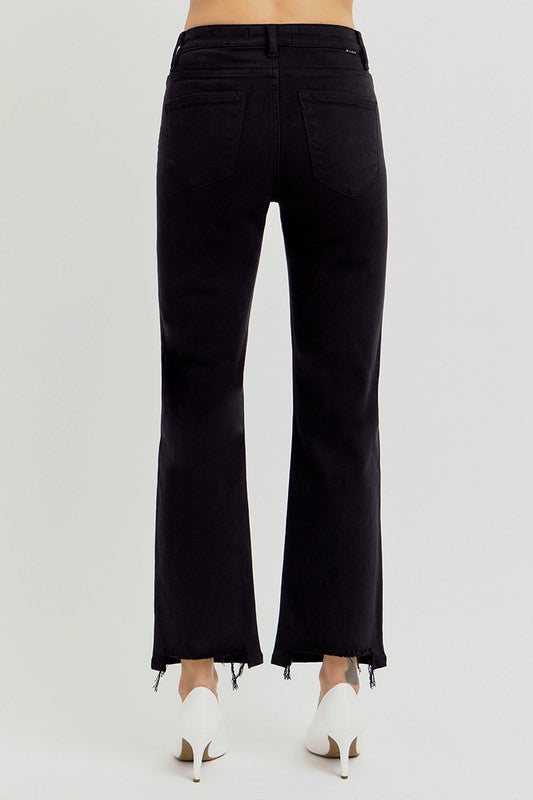 Risen Black High Rise Crop Straight Pants