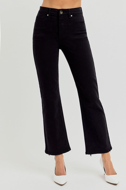 Risen Black High Rise Crop Straight Pants