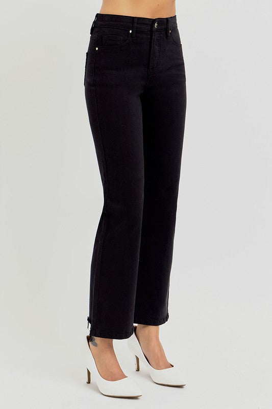 Risen Black High Rise Crop Straight Pants