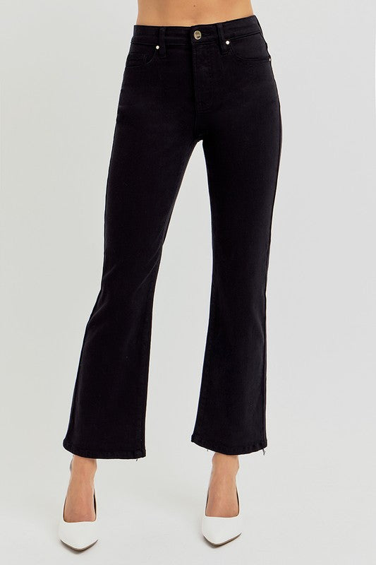 Risen Black High Rise Crop Straight Pants