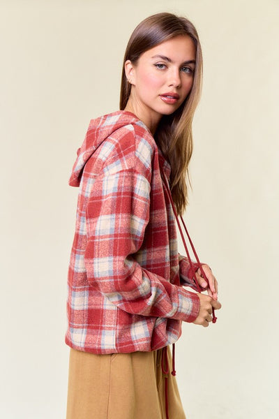 Brick Plaid Flannel Pullover Hoodie