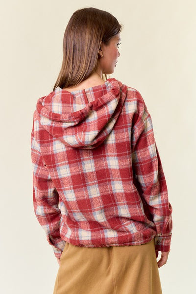 Brick Plaid Flannel Pullover Hoodie